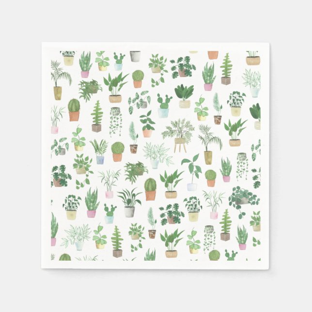Plantita House Pflanze und Pots Muster Serviette (Vorderseite)