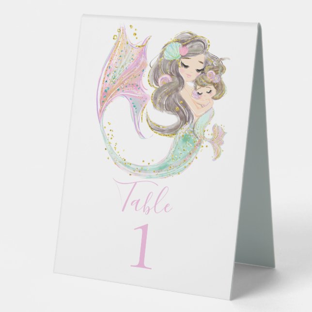 Planung des magischen Mermaid-Party Tischaufsteller (Vorderseite)