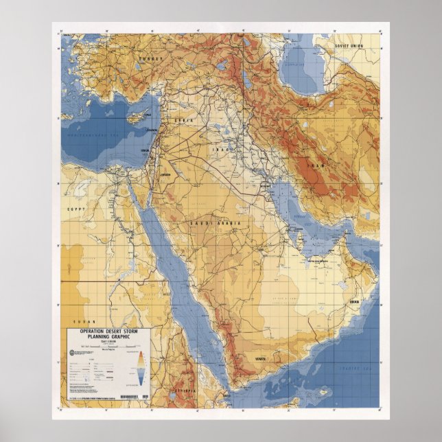 PLANUNGSKARTE FÜR OPERATION DESERT STORM 1991 POSTER (Vorne)