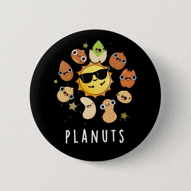 Planuts Funny Astronomy Nuts Pun Dark BG Button (Vorderseite)