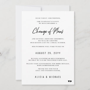 Planwechsel bei Hochzeiten - moderne minimale Verk Ankündigung