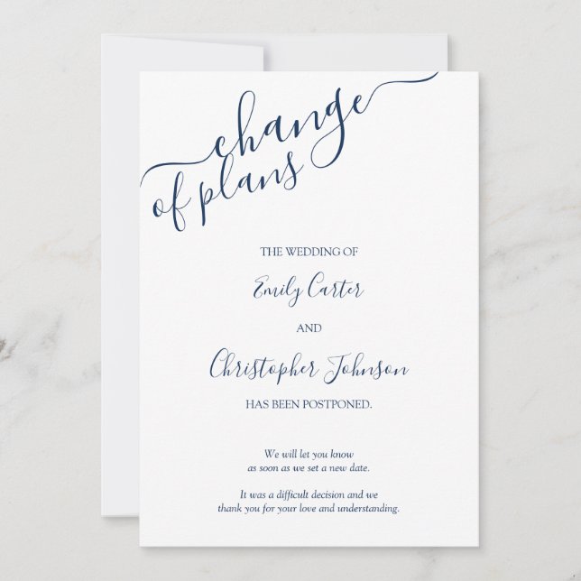 Planwechsel Elegant Blue White Foto Card Save The Date (Vorderseite)
