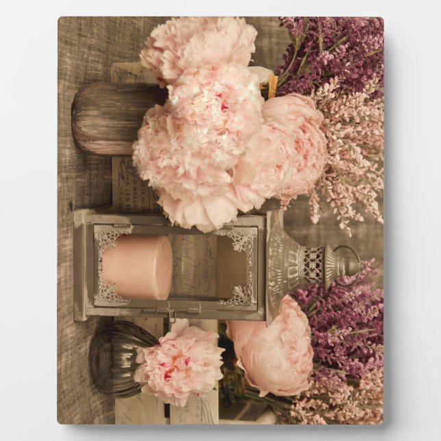 Plaque avec pivoines, lanternes et cages (Devant)