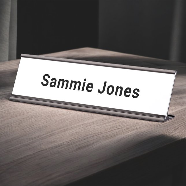 Plaque blanche 2x8 pour bureau ou mur modifiable (MISOOK Classic White Name Plate Minimalist 8x2 inch)