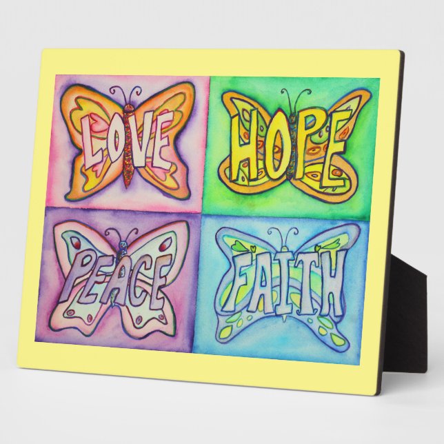 Plaque cadeau de peinture à quatre mots papillon a (Côté)