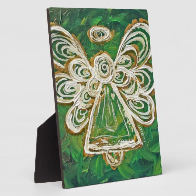 Plaque cadeau de peinture d'ange vert Gardien (Côté)