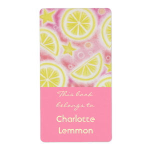 Plaque de bibliothèque Citronade rose étiquette gr