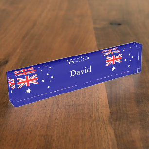 Plaque de bureau avec drapeau australien patriotiq