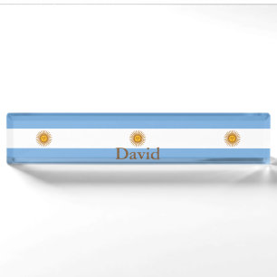 Plaque de bureau avec drapeau patriotique argentin