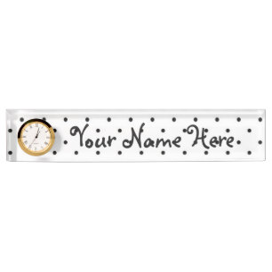 Plaque de bureau avec horloge/blanc avec points no