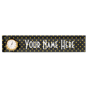 Plaque de bureau avec horloge/noir avec points d'o