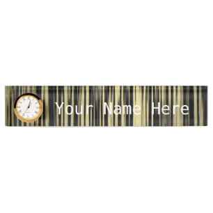 Plaque de bureau avec horloge/or et bandes noires