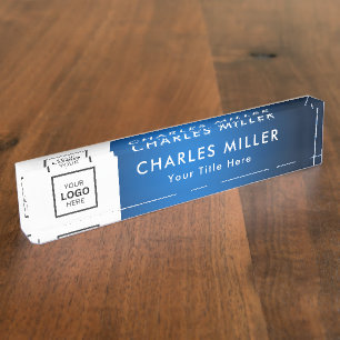 Plaque de bureau avec nom de logo d'entreprise pro