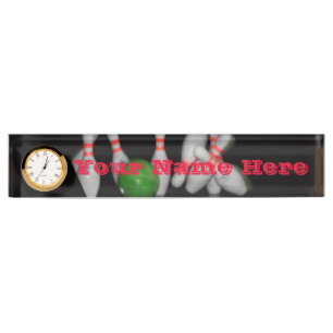 Plaque de bureau de Bowling avec horloge