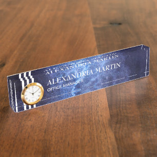 Plaque de bureau élégante moderne bleu marine