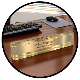 Plaque de bureau élégante pour ingénieur en aérosp
