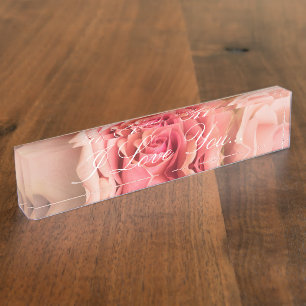 Plaque de bureau HAMbyWG - Rose pêche "Je t'aime"