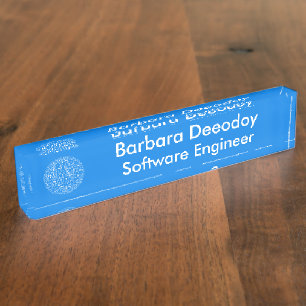 Plaque de bureau Ingénieur Logiciel Bleu