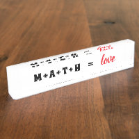 Plaque de bureau Math Égal Amour