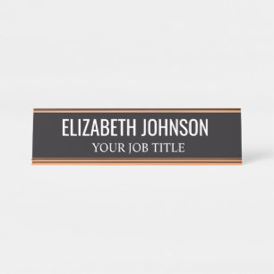 Plaque de bureau moderne en noir et blanc pour emp