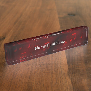 plaque de bureau notes de musique rouges