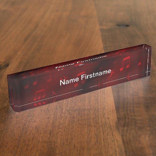 plaque de bureau notes de musique rouges (Taille)
