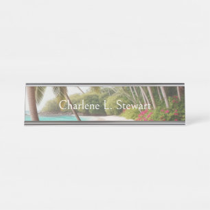 Plaque de bureau Palmiers tropicaux d'Hawaï Plage