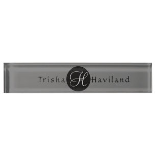 Plaque de bureau personnalisée avec monogramme - H