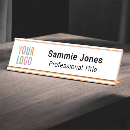 Plaque de bureau personnalisée blanche avec logo d