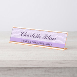 Plaque de bureau personnalisée rayée violette