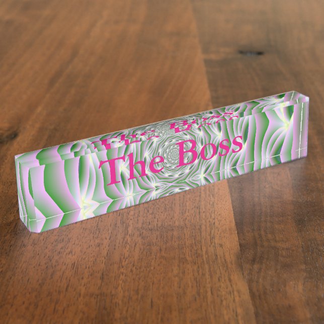 Plaque de bureau rose et vert Vortex (Taille)