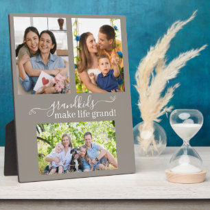 Plaque de collage photo 3 petits-enfants rendent l