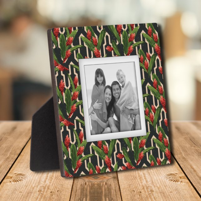 Plaque de conservation de photos de famille floral (Tropical Floral Family Photo Keepsake Plaque)