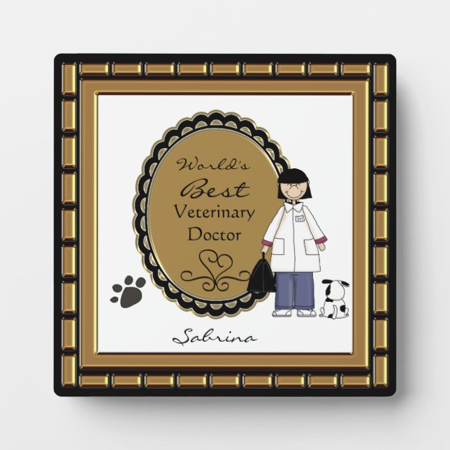 Plaque de la meilleure dame vétérinaire du monde (Devant)