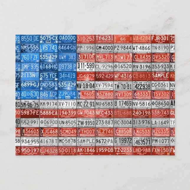 Plaque de licence du Michigan Drapeau de la carte  (Devant)