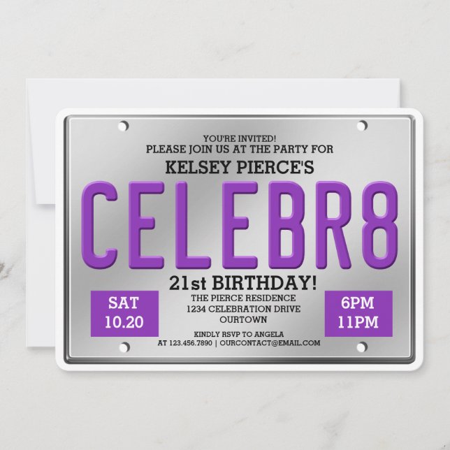 Plaque de licence Invitations d'anniversaire (Devant)