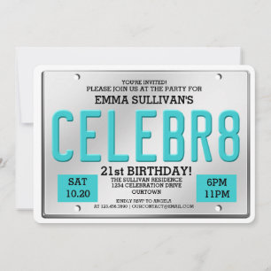 Plaque de licence Invitations d'anniversaire