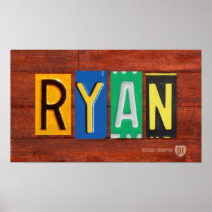 Plaque de licence RYAN Lettres Nom Affiche