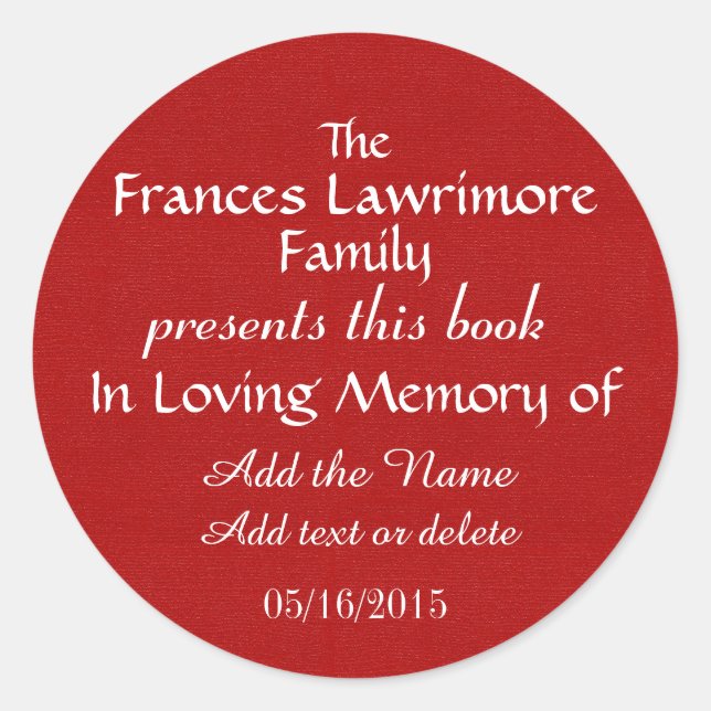 Plaque de livre en Memory Sticker (Devant)