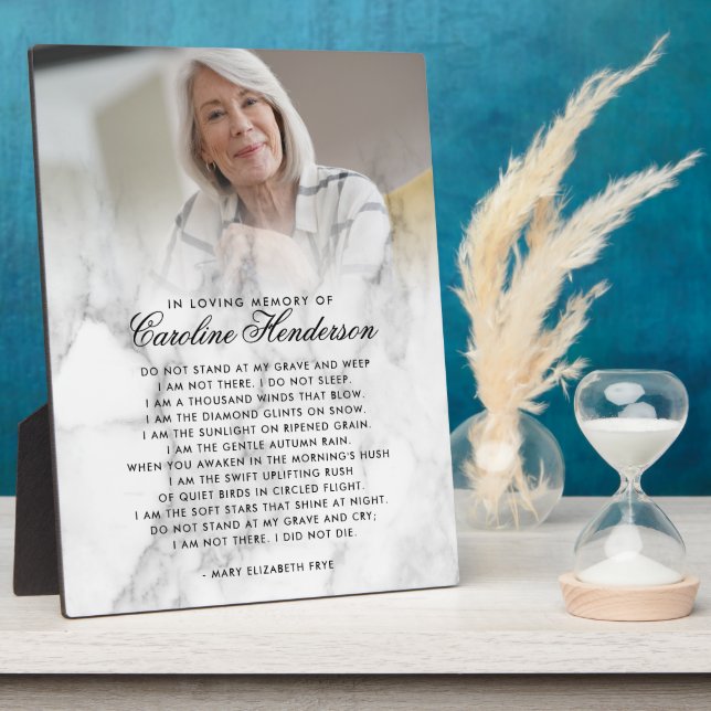Plaque de marbre moderne avec photo et citation en (Côté)