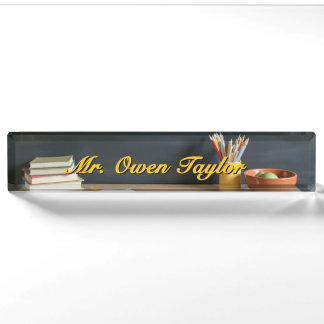 Plaque de nom de bureau de style tableau noir pour