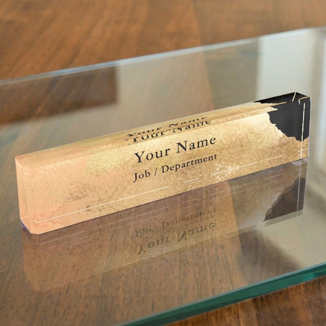 Plaque de nom de bureau exécutif classe de la barr (Gold bar classy executive desk name plate.)