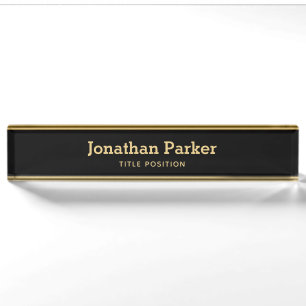 Plaque de nom de bureau Gold Horizontal Stripes