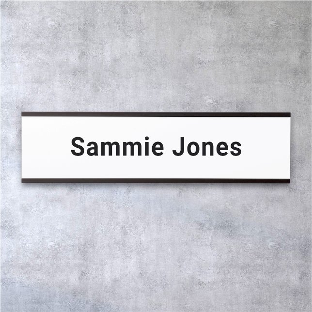 Plaque de nom de bureau modifiable pour porte pers (MISOOK White Name Plate with Black Metallic Frame Minimalist)