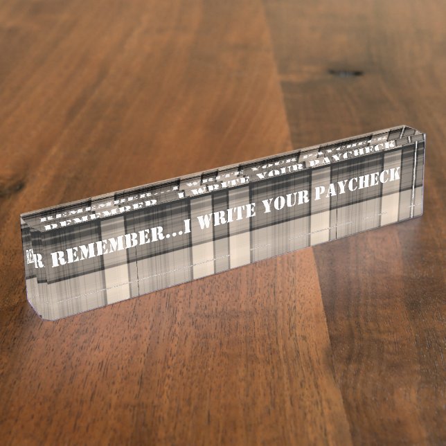 Plaque de nom de bureau personnalisable de Funny B (Taille)