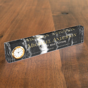 Plaque de NOM de bureau personnalisée Noir Blanc M