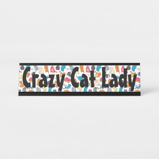 Plaque de nom de dame Crazy Cat (Devant)