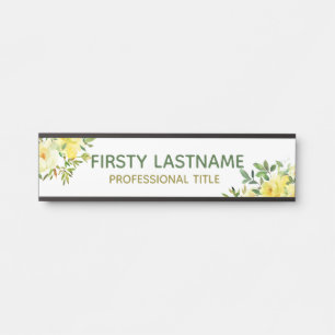 Plaque de nom de porte de bureau de roses florales