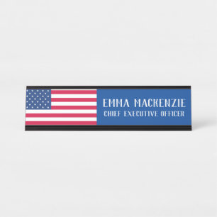 Plaque de nom du bureau American Flag