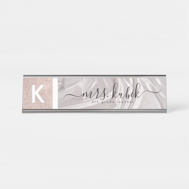 Plaque de nom du bureau personnalisé rose Gold et  (Devant)